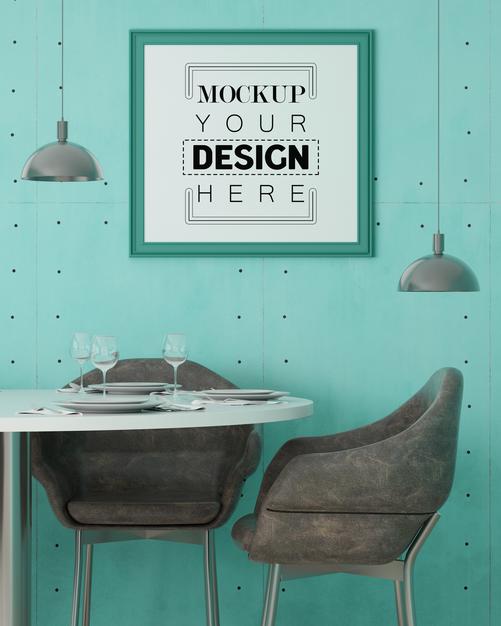 Poster Frame In Living Room Psd Mockup Psd
