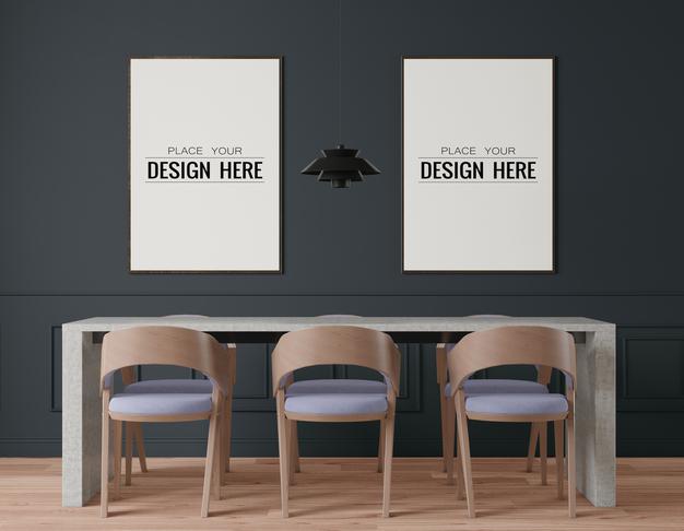 Poster Frame In Living Room Psd Mockup Psd