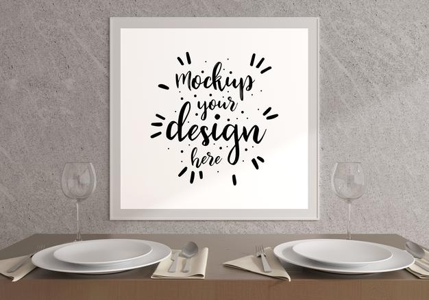 Poster Frame In Living Room Psd Mockup Psd