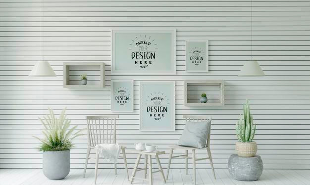Poster Frame In Living Room Psd Mockup Psd