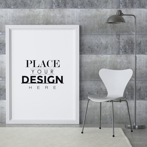 Poster Frame In Living Room Psd Mockup Psd