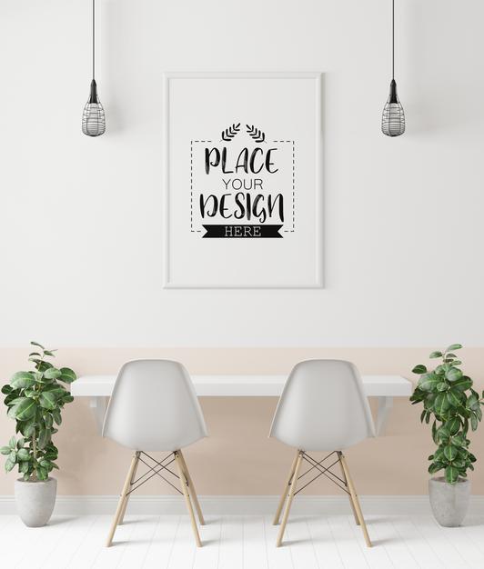 Poster Frame In Living Room Psd Mockup Psd