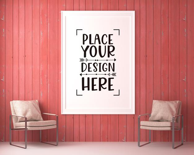 Poster Frame In Living Room Psd Mockup Psd