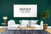 Poster Frame In Living Room Psd Mockup Psd