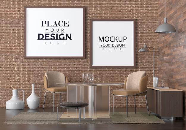 Poster Frame In Living Room Psd Mockup Psd