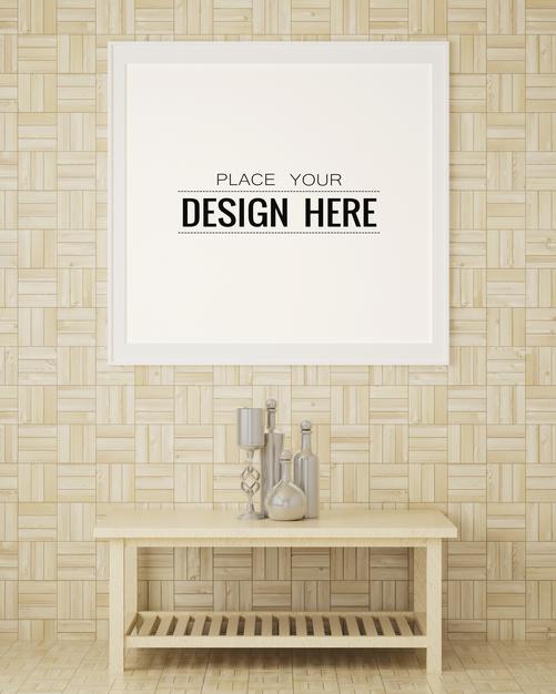 Poster Frame In Living Room Psd Mockup Psd