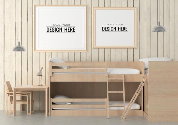 Poster Frame In Living Room Psd Mockup Psd