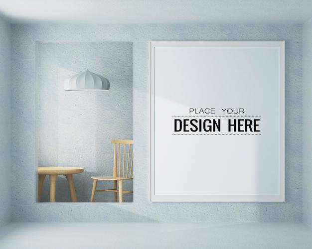 Poster Frame In Living Room Psd Mockup Psd