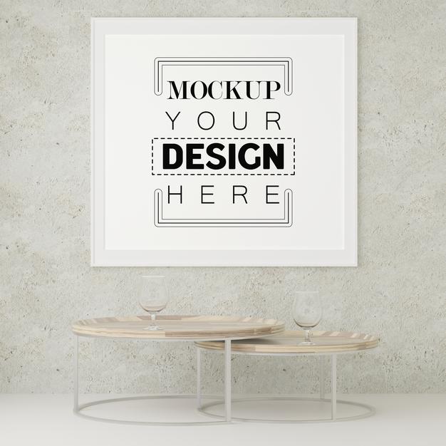 Poster Frame In Living Room Psd Mockup Psd