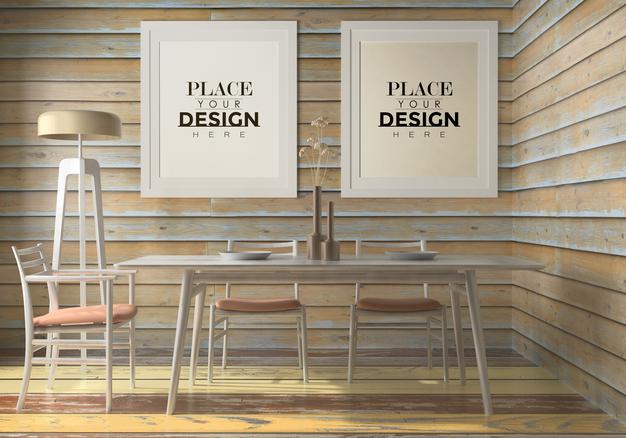 Poster Frame In Living Room Psd Mockup Psd