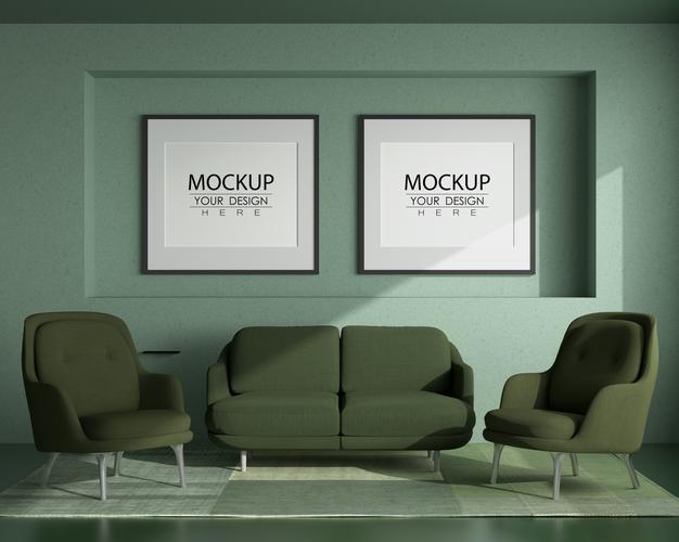 Poster Frame In Living Room Psd Mockup Psd