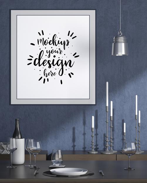 Poster Frame In Living Room Psd Mockup Psd