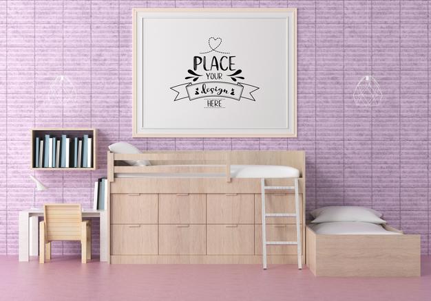 Poster Frame In Living Room Psd Mockup Psd