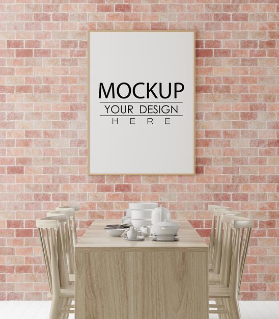 Poster Frame In Living Room Psd Mockup Psd