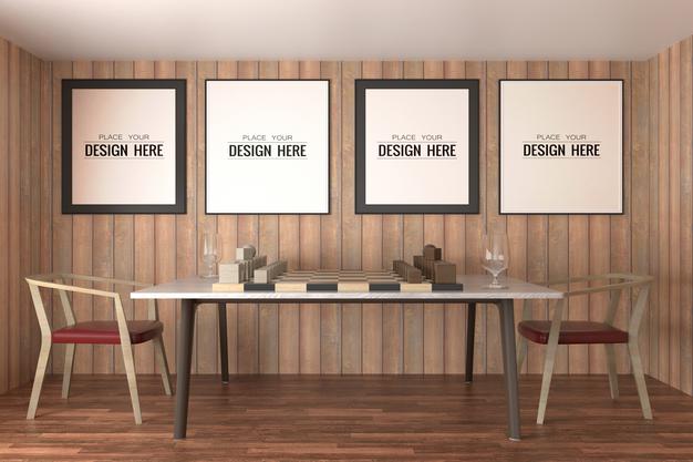 Poster Frame In Living Room Psd Mockup Psd