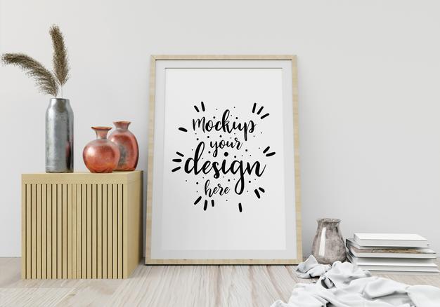 Poster Frame In Living Room Psd Mockup Psd