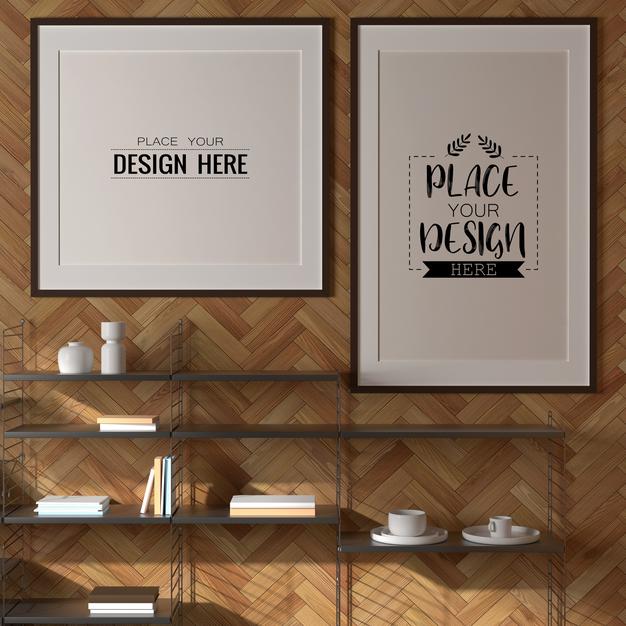 Poster Frame In Living Room Psd Mockup Psd