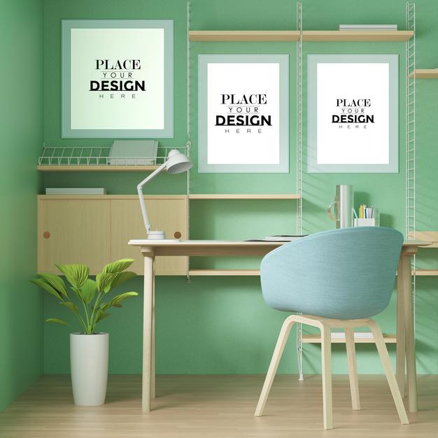 Poster Frame In Living Room Psd Mockup Psd