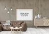 Poster Frame In Living Room Psd Mockup Psd