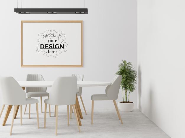 Poster Frame In Living Room Psd Mockup Psd