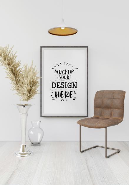 Poster Frame In Living Room Psd Mockup Psd