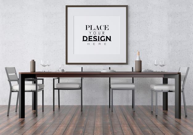 Poster Frame In Living Room Psd Mockup Psd