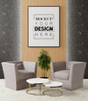 Poster Frame In Living Room Psd Mockup Psd