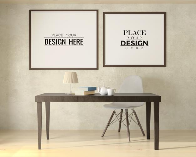 Poster Frame In Living Room Psd Mockup Psd