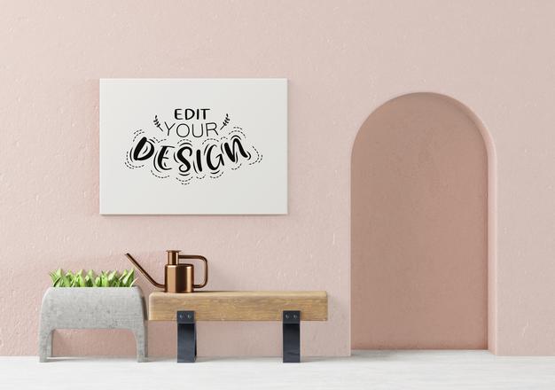 Poster Frame In Living Room Psd Mockup Psd
