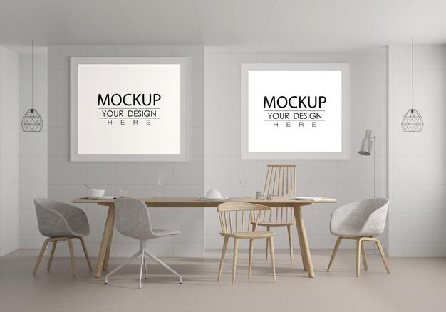 Poster Frame In Living Room Psd Mockup Psd