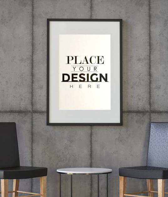 Poster Frame In Living Room Psd Mockup Psd