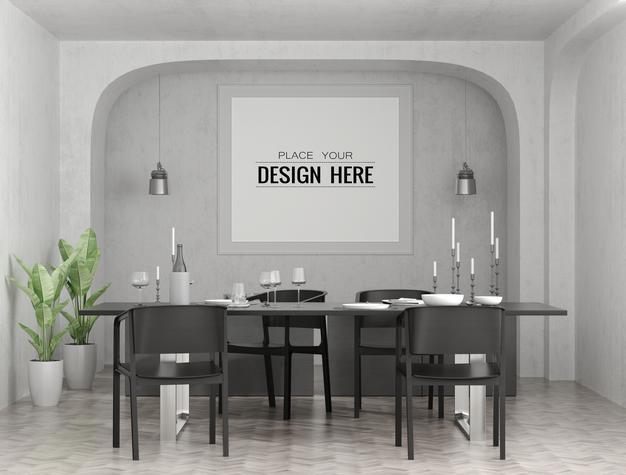 Poster Frame In Living Room Psd Mockup Psd