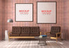 Poster Frame In Living Room Psd Mockup Psd