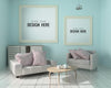 Poster Frame In Living Room Psd Mockup Psd