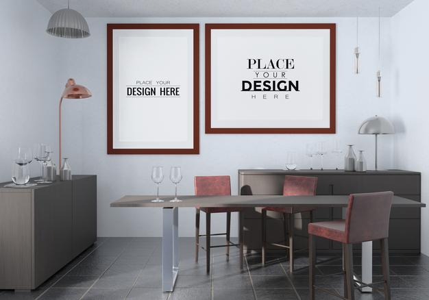 Poster Frame In Living Room Psd Mockup Psd