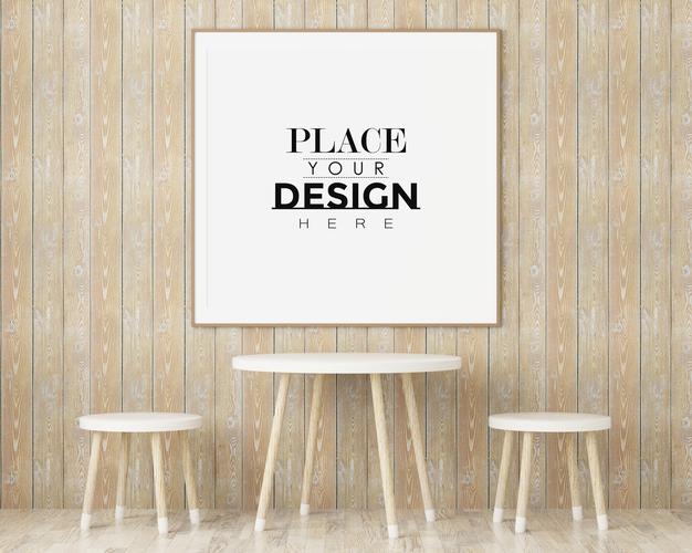 Poster Frame In Living Room Psd Mockup Psd