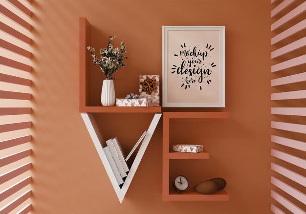 Poster Frame In Living Room Psd Mockup Psd