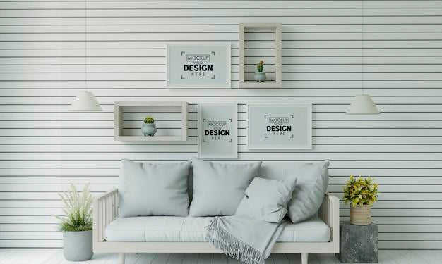 Poster Frame In Living Room Psd Mockup Psd