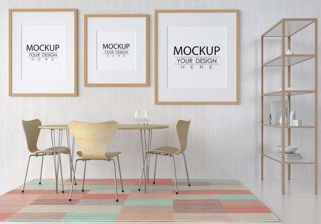 Poster Frame In Living Room Psd Mockup Psd