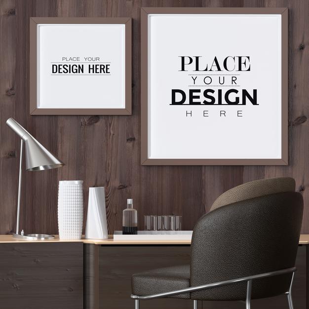 Poster Frame In Living Room Psd Mockup Psd