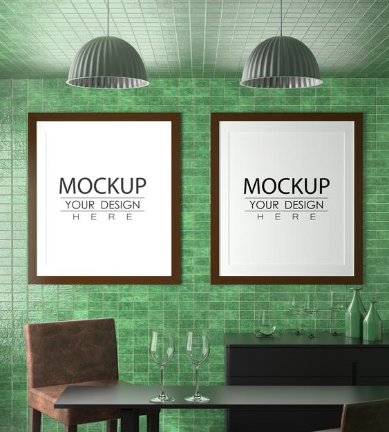 Poster Frame In Living Room Psd Mockup Psd