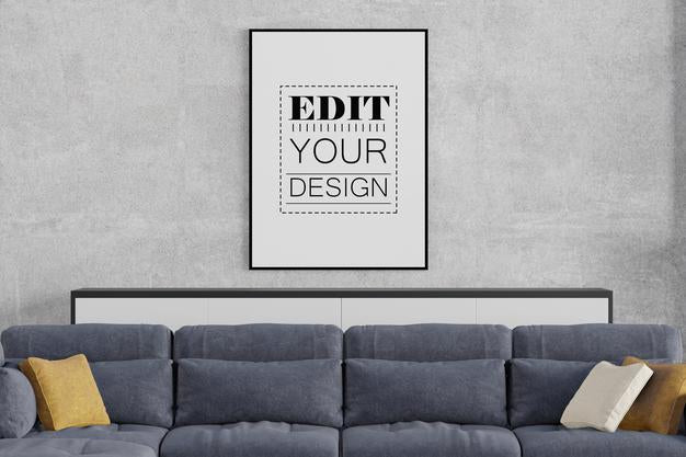 Poster Frame In Living Room Psd Mockup Psd