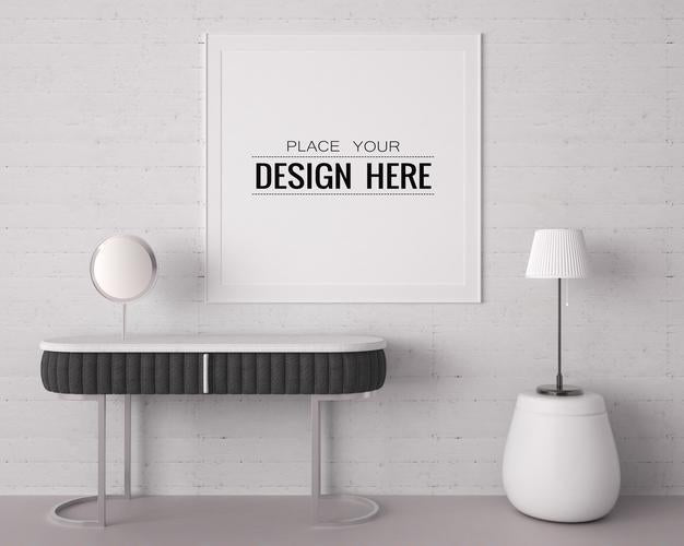 Poster Frame In Living Room Psd Mockup Psd