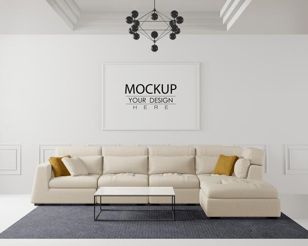 Poster Frame In Living Room Psd Mockup Psd