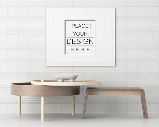 Poster Frame In Living Room Psd Mockup Psd