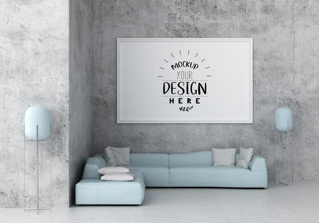 Poster Frame In Living Room Psd Mockup Psd