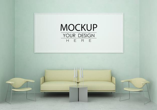 Poster Frame In Living Room Psd Mockup Psd