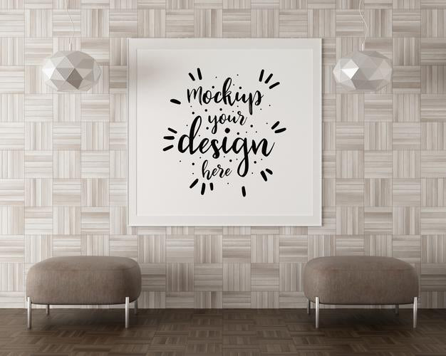Poster Frame In Living Room Psd Mockup Psd