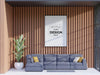 Poster Frame In Living Room Psd Mockup Psd