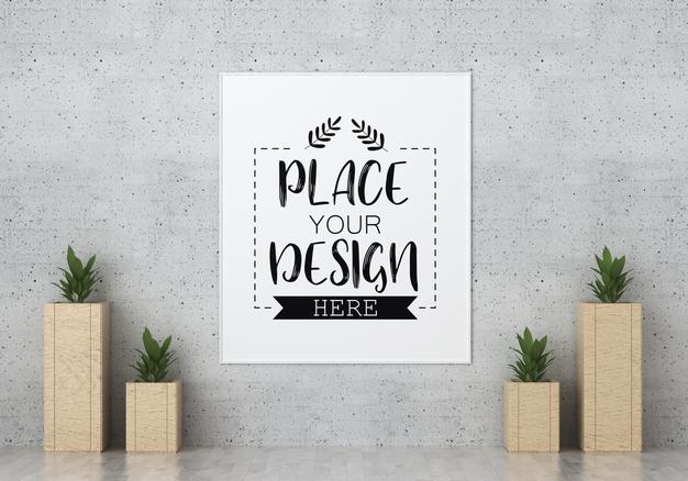 Poster Frame In Living Room Psd Mockup Psd